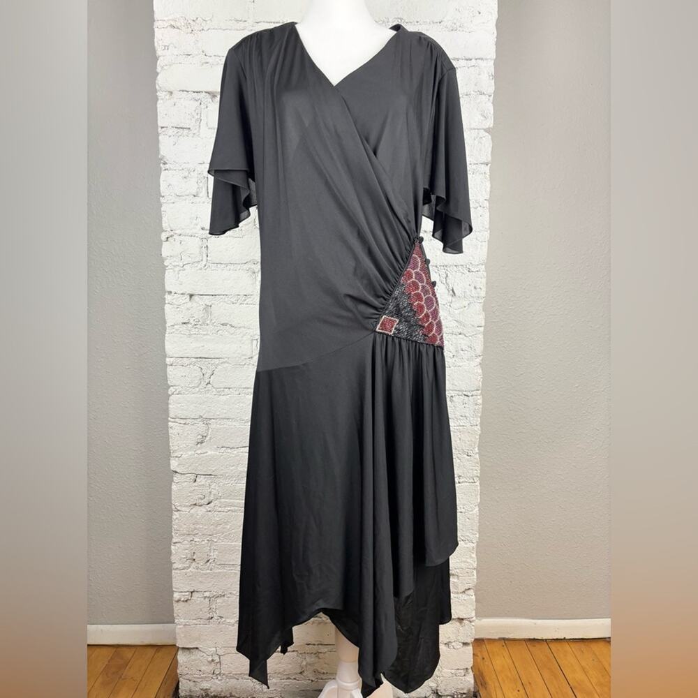 Vintage Disco Wrap Beaded Dress